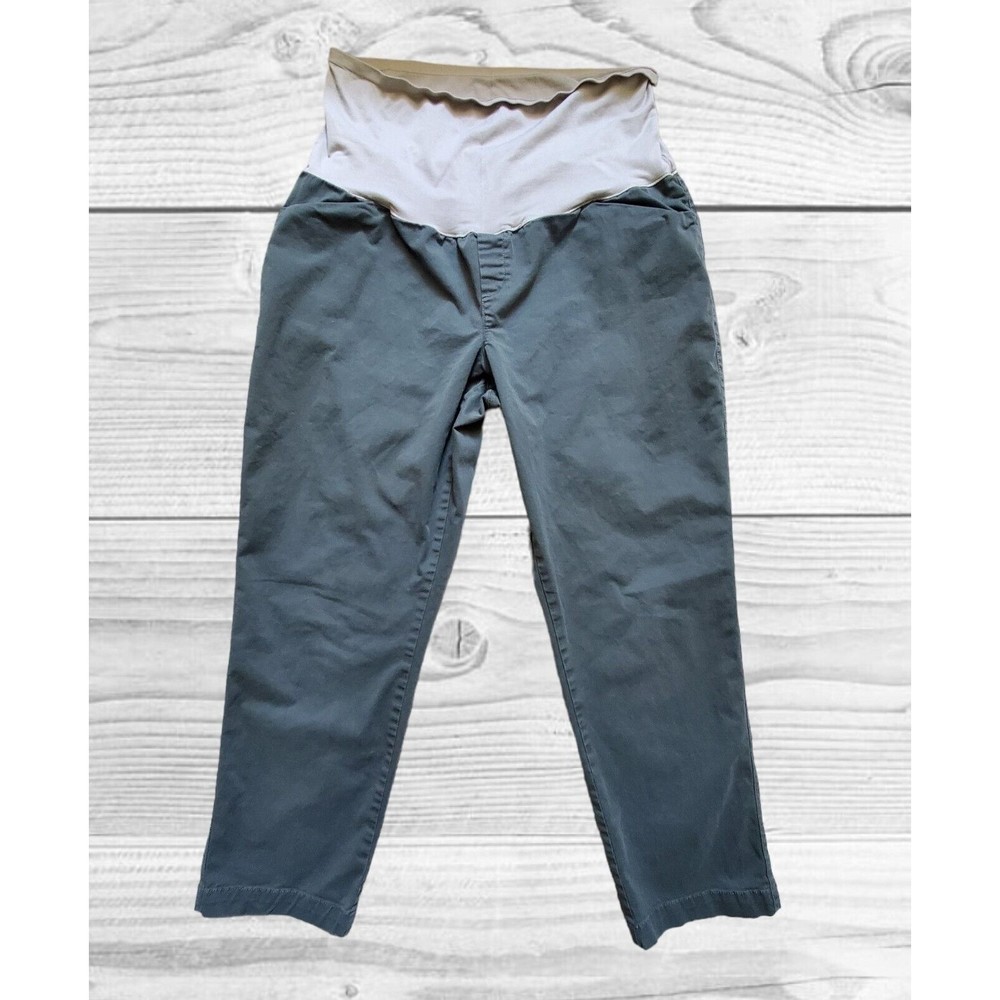 Gap Maternity Size 18/22 Full Panel Stretch Woven Dress Pants Green Stretchy